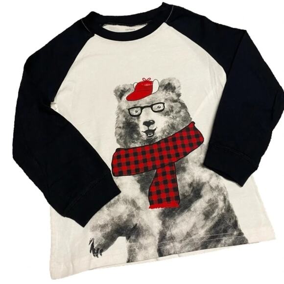 Carter's Boys Bear Shirt Plaid Pullover Joggers 3 piece Set Size 5T NWT - Picture 3 of 5